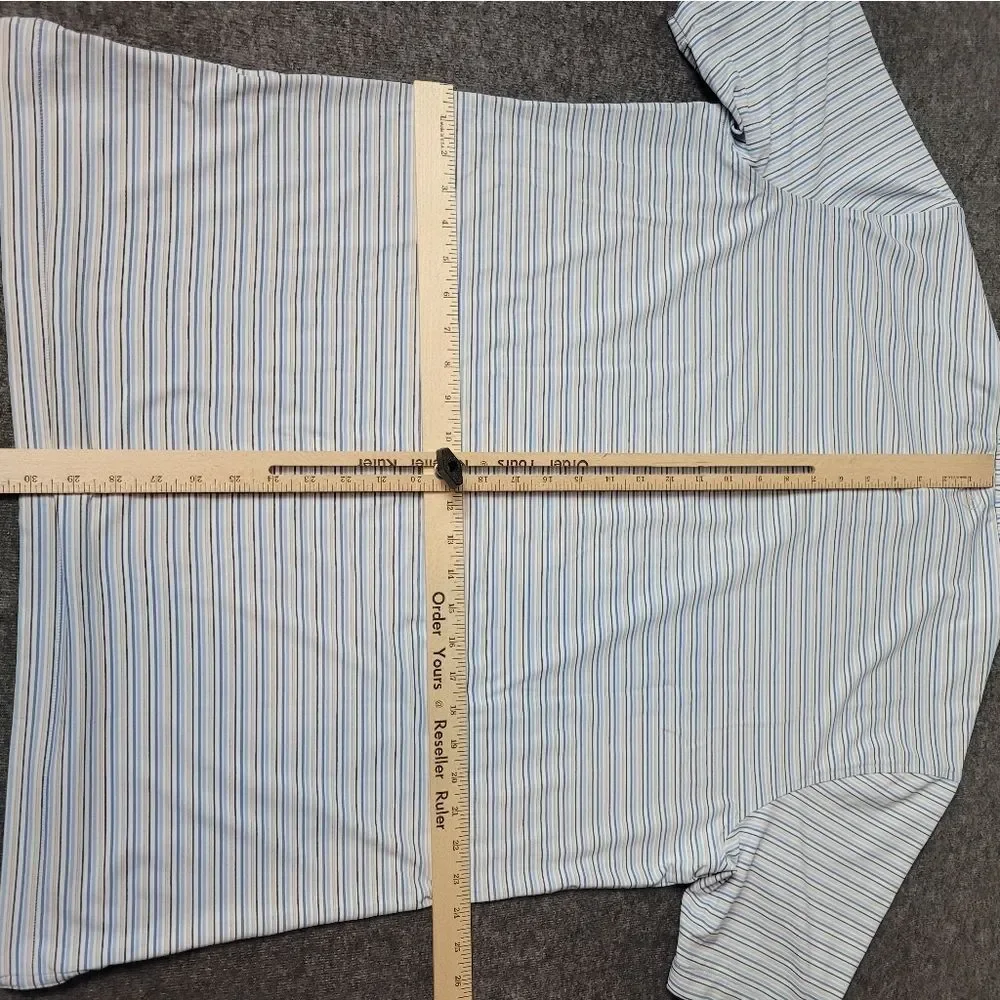 Peter Millar Casely Polo Shirt Mens Sz XL Blue Stripe Short Sleeve Crown Crafted
